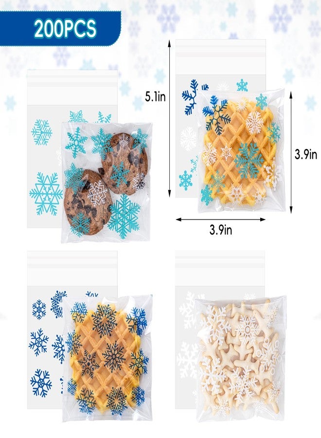 Jocomoni 200pcs Christmas Snowflake Cookies Bags, Clear Self Sealing Cellophane Bags Self-Adhesive Snowflake Cookies Bag Plastic Candy Bags for Bakery Cookies Gift Packing Christmas Party Favor - Image 2
